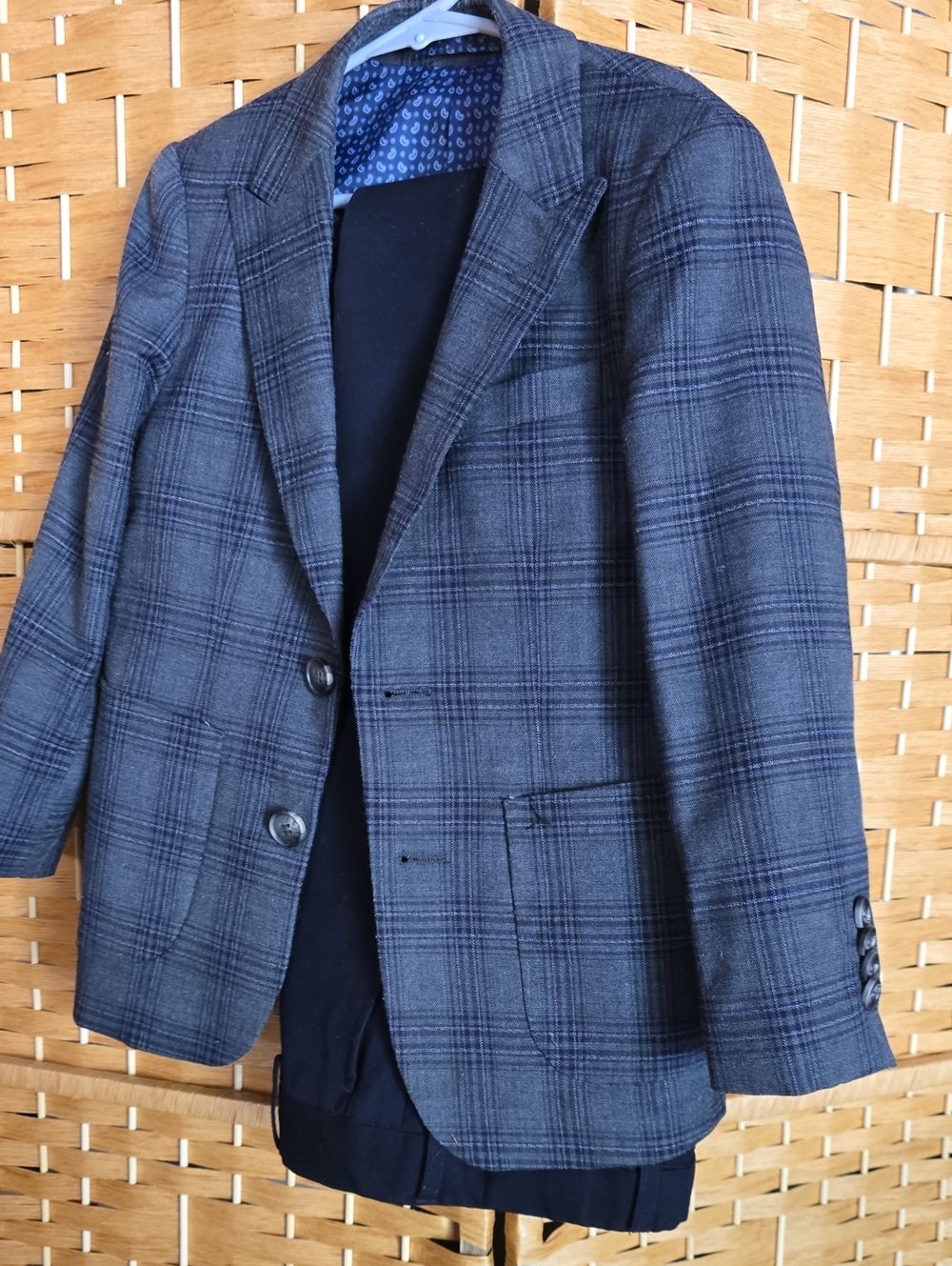 Isaac Mizrahi Gray Blue Plaid Sport Coat And PANTS S6 BOYS